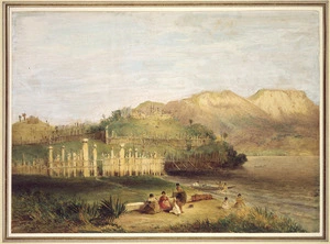 [Angas, George French] 1822-1886 :Motupoi Pah with Tongariro [1844]