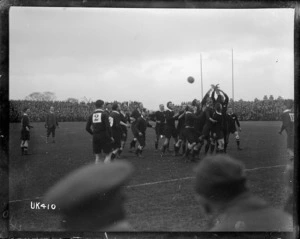 Jumping for lineout ball at an inter services rugby match, London