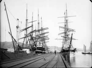 Ships Opawa, Hurunui and Pleione at Railway Wharf, Wellington