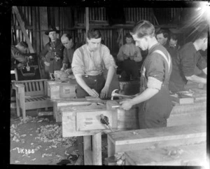 A carpentry school at a New Zealand military camp in England