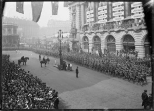 Australian troops in a march past, London, after World War I