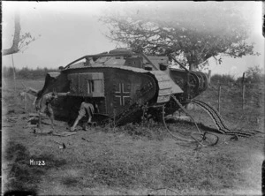 A World War I recaptured tank, Pont-a-Pierre, France