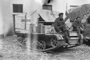 Red Cross Bren carrier ambulance of 18th New Zealand Armoured Regiment, Italy, World War II - Photograph taken by J Short