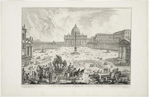 Piranesi, Giovanni Battista, 1720-1778 :Veduta della Basilica e Piazza di S. Pietro in Vaticano. Piranesi del. scolp. [1748]