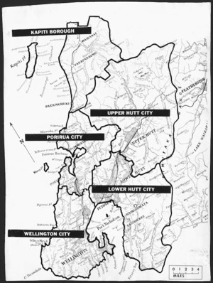 Map showing new city boundaries, Wellington area