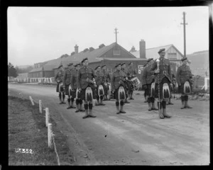 A pipe band at Sling Camp, England
