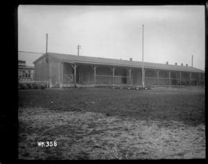 A low building at a New Zealand military camp in England, World War I