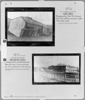 Original surf lifesaving club building and the second hotel, Paekakariki