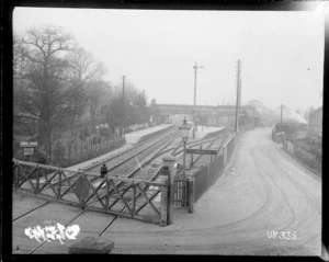 An unidentified railway station at the end of World War I, England