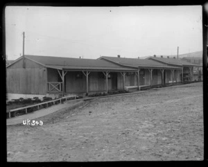 Row of buildings at a New Zealand military camp, England