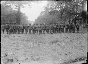 A Wellington Regimental platoon representing New Zealand at a memorial service, World War I