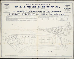 Plan of the valuable township of Plimmerton : the property of the Wellington and Manawatu Railway Co., the great marine suburb of Wellington : to be sold by public auction.