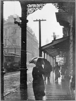 Willis Street, Wellington, on a rainy day