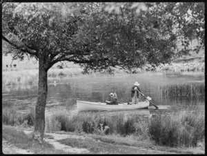 Boat among reeds, Lake Rotoehu