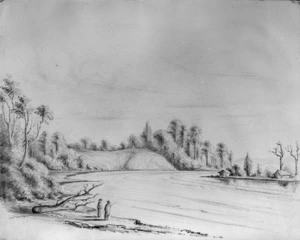 [Halcombe, Edith Stanway (Swainson)] 1844-1903 :Manawatu River below Rangitikei [1850?]