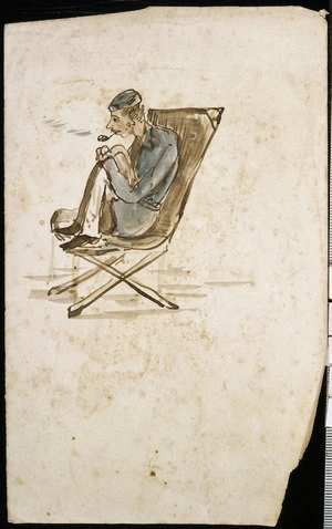 Bullock-Webster, Harold 1855-1942 :[Man smoking in a deck-chair. 1880s?]