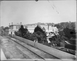 Creator unknown: Photograph of Dominion Museum and James Hector's house, Wellington