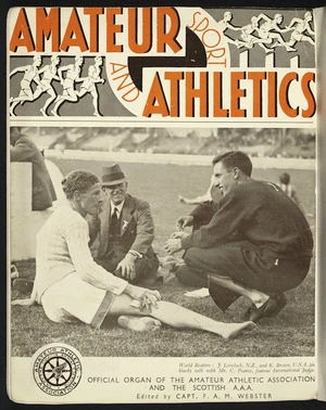Cover of Amateur sport and athletics, showing Jack Lovelock and Keith Brown
