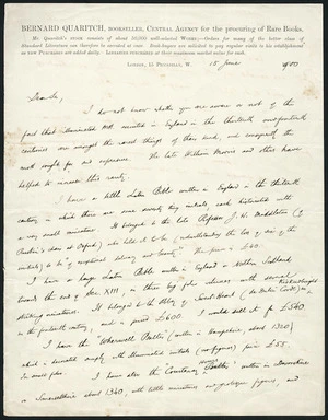 Letter from Quaritch to Turnbull