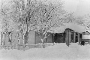 Snow at the Bank of New South Wales, St Bathans, Central Otago - Photograph taken by F M Pyle