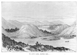 Barraud, Charles Decimus, 1822-1897 :Te Aute Lake, Hawke Bay. [Engraving, 1877]