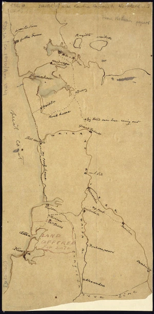 [Creator unknown]: Sketch of area [from] Kawhia Harbour to Waitakere. [ms map]