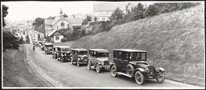 Automobiles in Government House drive, Wellington