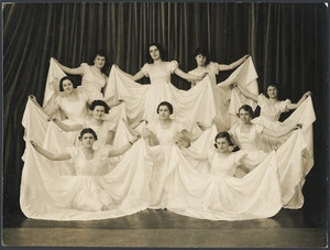Wellington Girls College students dressed to perform a skirt dance - Photograph taken by P H Jauncey