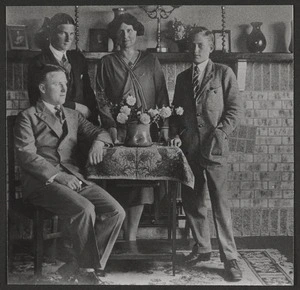 Denis Glover with his mother and two brothers