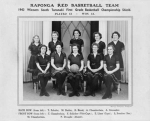 Kaponga Red basketball team members - Photograph taken by Murray Thompson