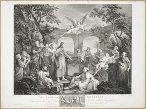 Hogarth, William, 1697-1764 :The pool of Bethesda. ... William Hogarth pinxit. Ravenet & Picot sculpserunt. Published Feby 2nd, 1772 by John Boydell, engraver in Cheapside, London.