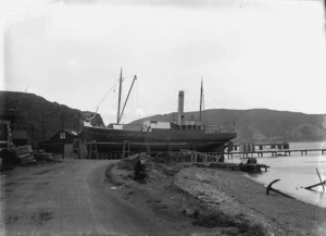 Steamship Hawera at the patent slip in Evans Bay, Wellington