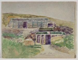 Weeks, John, 1886-1965 :[A makeshift hospital in Chalk Pit, France. ca 1917]