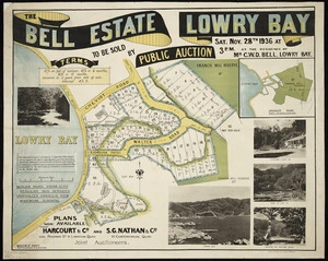 The Bell estate, Lowry Bay, to be sold ... Nov. 28th, 1936 ... / [surveyed by] Martin & Dyett.
