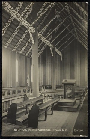 [Postcard]. Interior Maori Church Otaki N.Z. [Copyright] A7212 [ca 1905-1914?]