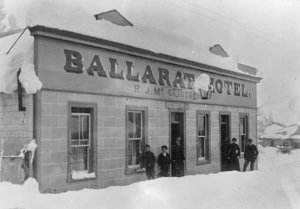 Snow at the Ballarat Hotel, St Bathans, Central Otago - Photograph taken by F M Pyle