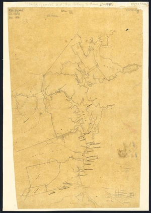 [Creator unknown] :[Sketch of coastal land, Cape Rodney to Orewa, North Auckland, showing blocks and native land] [ms map].