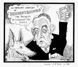 Bromhead, Peter :No mercury content in 'Demonstrators' the balanced deterrent pet food! Auckland Star [1972]