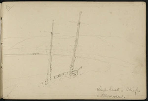 Haylock, Arthur Lagden, 1860-1948 :Ketch sunk in shingle at Oamaru. [1880]