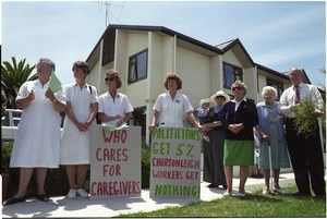 Protest outside Churtonleigh Retirement Home, Lower Hutt - Photograph taken by Phil Reid