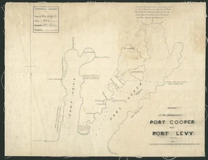 [Smith, William Mein (Captain)] :Sketch of the Harbours of Port Cooper and Port Levy, November, 1842. [ms map]