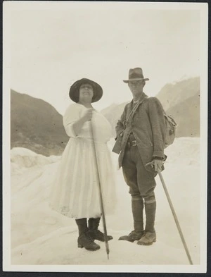 Opera singer Rosina Buckman and guide Peter Graham on Franz Josef Glacier