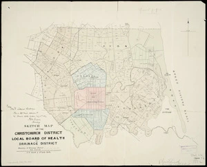 Sketch map of the Christchurch district local Board of Health and Drainage District