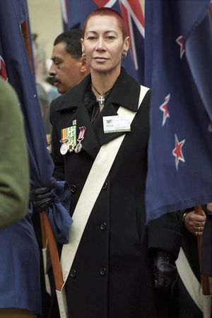 Sherry Wickman at a parade for Vietnam veterans, Wellington, part of Parade '98 - Photograph taken by Jo Head
