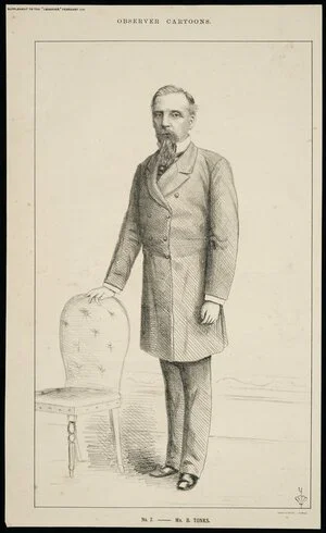 [Palmer, Charles, 1841?-1928] :Observer cartoons no. 7 - Mr B Tonks. Supplement to the "Observer", February 11. Wilson & Horton, Auckland [1882]