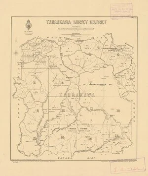 Taurakawa Survey District [electronic resource] / W. Gordon, del., New Plymouth Feb. 1904 ; additions &c by W. Conway, Sept. 1924 ; John Cook Chief Surveyor Taranaki.