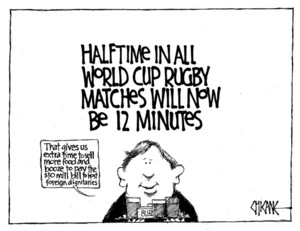 Winter, Mark, 1958- :Halftime in all World Rugby Cup matches will now be 12 minutes ... 16 June 2011