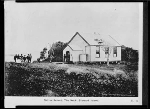 Native School and children, The Neck, Stewart Island