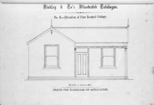 Findlay & Co. :Findlay and Co's illustrated catalogue. No. 6. Elevation of four roomed cottage. Scale 1/4 inch to a foot. Prices for material on application. [1874]