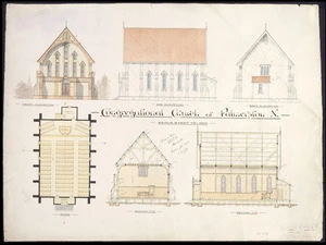 Swan, John Sydney, 1874-1936 :Congregational church at Palmerston North. Clere & Swan, Wellington, August, 1900